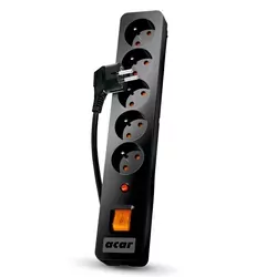 Listwa ACAR X5 5 gniazd przedłużacz przeciwprzepięciowy 1,5m 10A czarna