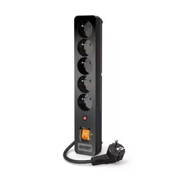 Listwa ACAR X5 5 gniazd przedłużacz przeciwprzepięciowy 1,5m 10A czarna
