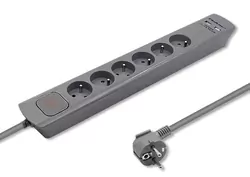 Listwa antyprzepięciowa 6 gniazd z uziemieniem Qoltec 2xUSB 1.8m szara