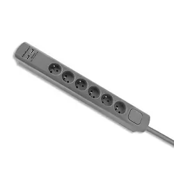 Listwa antyprzepięciowa 6 gniazd z uziemieniem Qoltec 2xUSB 1.8m szara