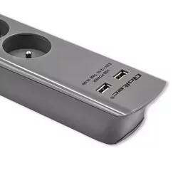 Listwa antyprzepięciowa 6 gniazd z uziemieniem Qoltec 2xUSB 1.8m szara