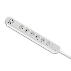 Listwa antyprzepięciowa Qoltec 1.8m biała 6 gniazd z uziemieniem 2xUSB