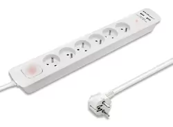Listwa antyprzepięciowa Qoltec 1.8m biała 6 gniazd z uziemieniem 2xUSB