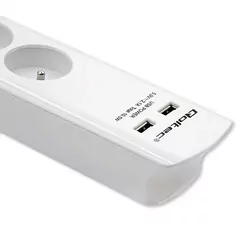 Listwa Qoltec antyprzepięciowa 8 gniazd z uziemieniem 2xUSB 1.8m biała