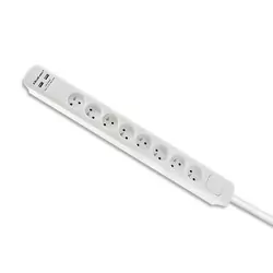 Listwa Qoltec antyprzepięciowa 8 gniazd z uziemieniem 2xUSB 1.8m biała