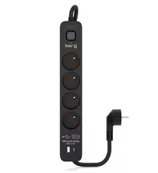 Listwa zasilająca Kerg z wyłącznikiem przeciwprzepięciowa 1,5m 16A 4 gniazda z uziemieniem USB QC   USB-C QC