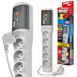 Przedłużacz przeciwprzepięciowy listwa 5 gniazd ACAR XProtector STANDARD 1,5m 10A szara
