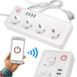 Przedłużacz Smart Home listwa LTC sterowana zdalnie 1.8m WiFi 4x SCHUKO 16A   4x USB 3.1A biała