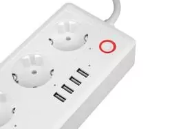 Przedłużacz Smart Home listwa LTC sterowana zdalnie 1.8m WiFi 4x SCHUKO 16A   4x USB 3.1A biała