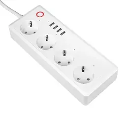 Przedłużacz Smart Home listwa LTC sterowana zdalnie 1.8m WiFi 4x SCHUKO 16A   4x USB 3.1A biała