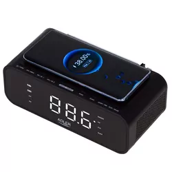 Radiobudzik Adler AD 1192B czarny, Bluetooth 5.0, ładowarka bezprzewodowa 5W, LED