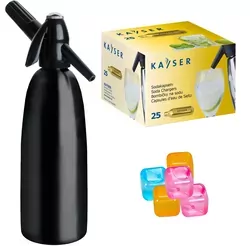Saturator 1L QUICK SODA czarny syfon do wody   25 naboi   5 kostek lodu