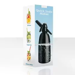 Saturator QUICK SODA czarny 1L syfon do wody   50 naboi   5 kostek lodu