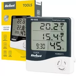 Stacja pogodowa REBEL RB-0005 alarm godzina prognoza pogody kalendarz