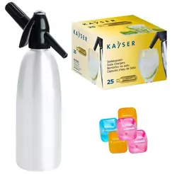 Syfon do wody saturator 1L QUICK SODA biały   25 naboi   5 kostek lodu