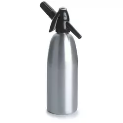 Syfon do wody saturator srebrny 1L QUICK SODA   25 naboi   5 kostek lodu