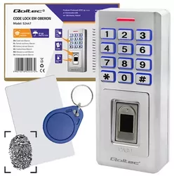 Zamek szyfrowy z czytnikiem linii papilarnych Qoltec Oberon RFID kod karta dzwonek brelok