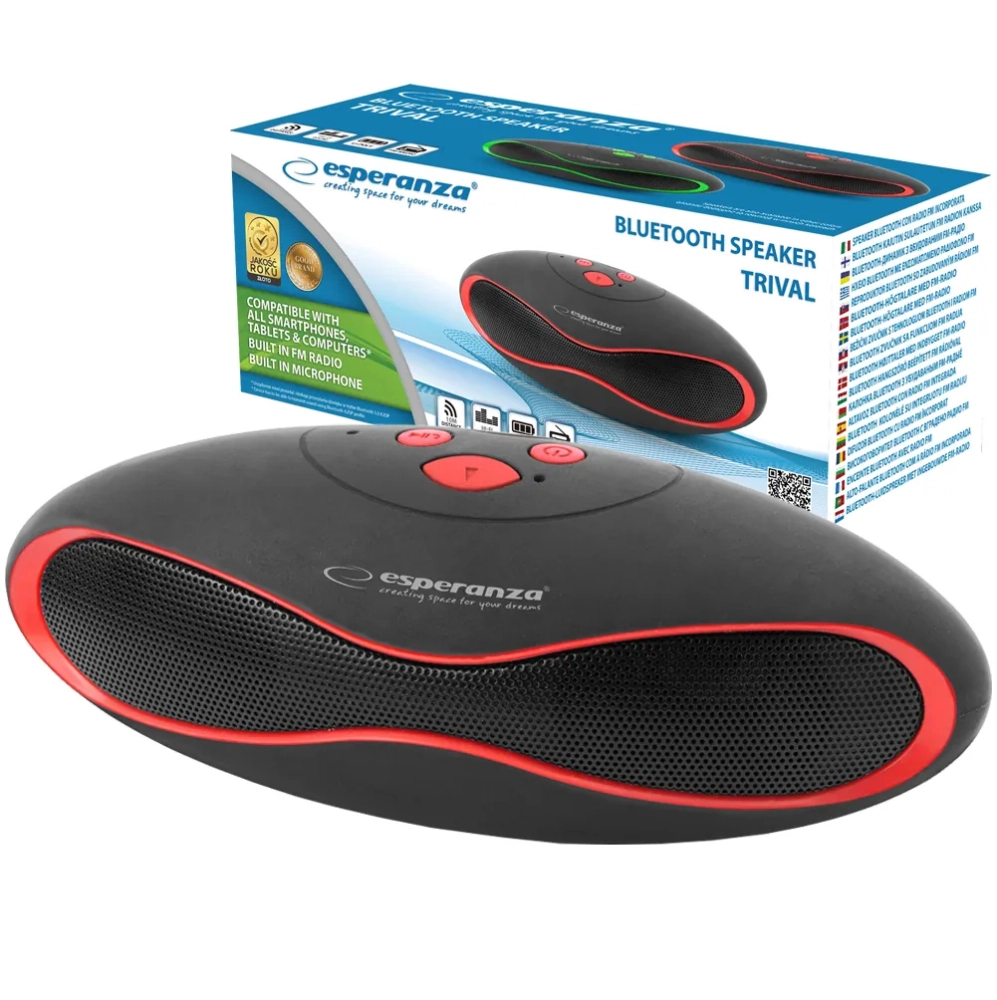 Głośnik Bluetooth Esperanza Trival czarny 3W FM USB czytnik kart