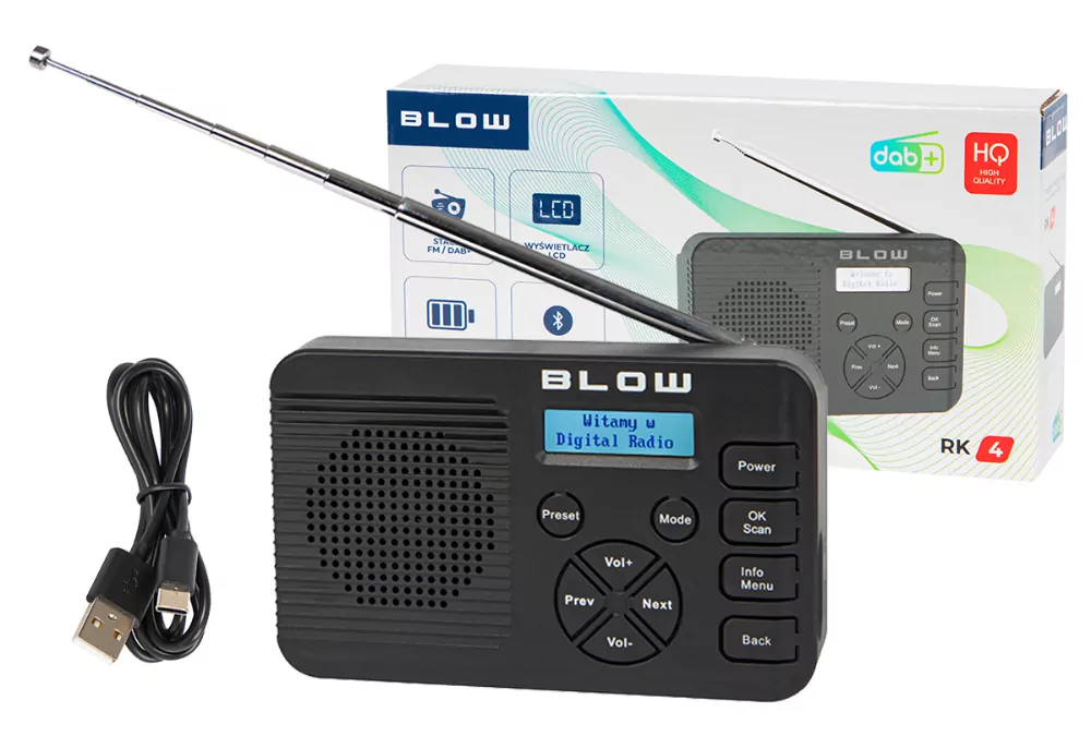 Radio kuchenne bezprzewodowe BLOW RK4 Bluetooth akumulator 2000mAh DAB+/FM