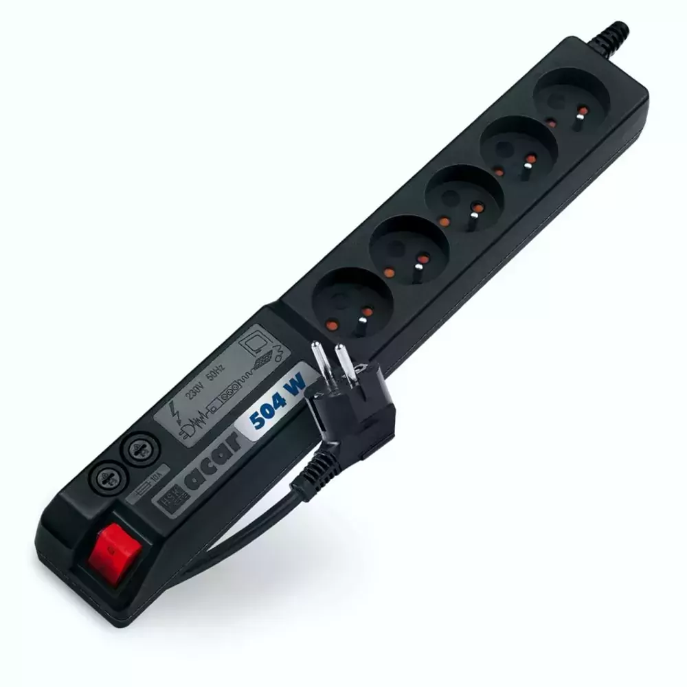 Listwa zasilająca ACAR 230V PL czarna 504W 1.5m 5X
