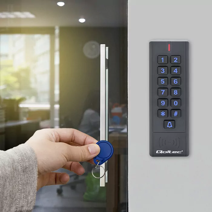 Zamek szyfrowy z czytnikiem RFID Qoltec CALISTO brelok dzwonek kod + karta