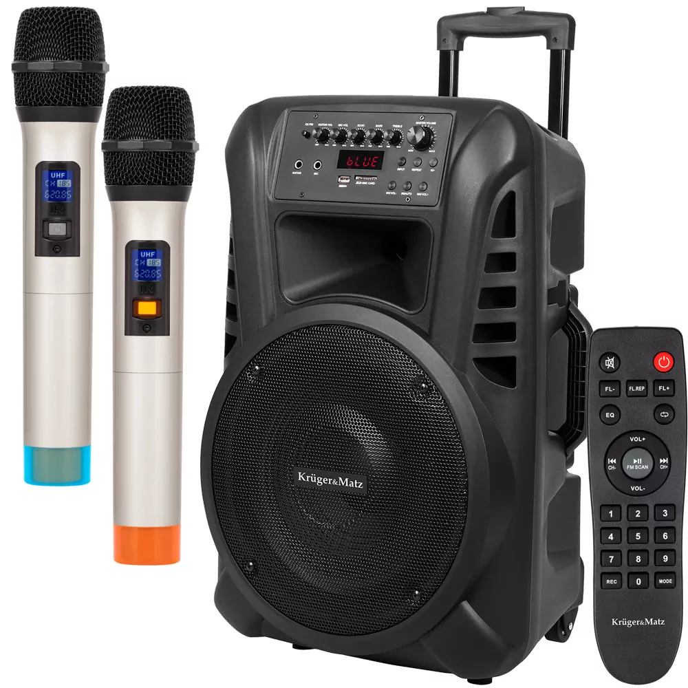 Aktywna kolumna głośnikowa Głośnik Bluetooth Krüger&Matz 40W USB FM SD + pilot + 2 mikrofony bezprzewodowe