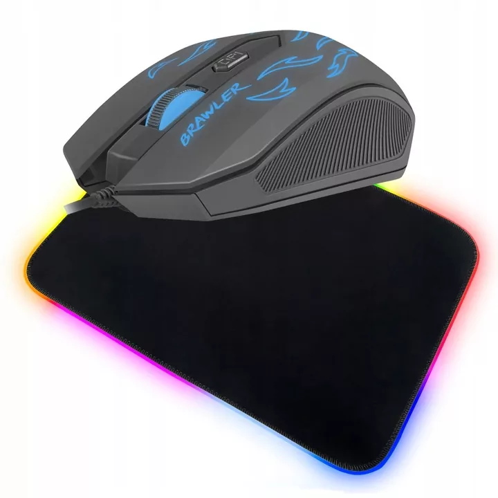 Podświetlana gamingowa mysz FURY BRAWLER + mata podświetlana 