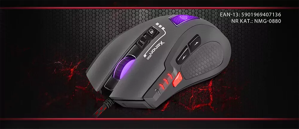 Podświetlana mysz gamingowa dla graczy GENESIS XENON 200 RGB 3200DPI + mata GENESIS CARBON 500