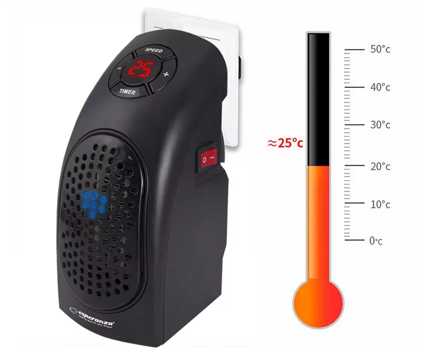 Mini termowentylator ogrzewacz do kontaktu 400W Esperanza KALAHARI bez kabli
