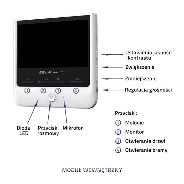 Wideodomofon Qoltec Theon 7 LCD 7" TFT  - biały