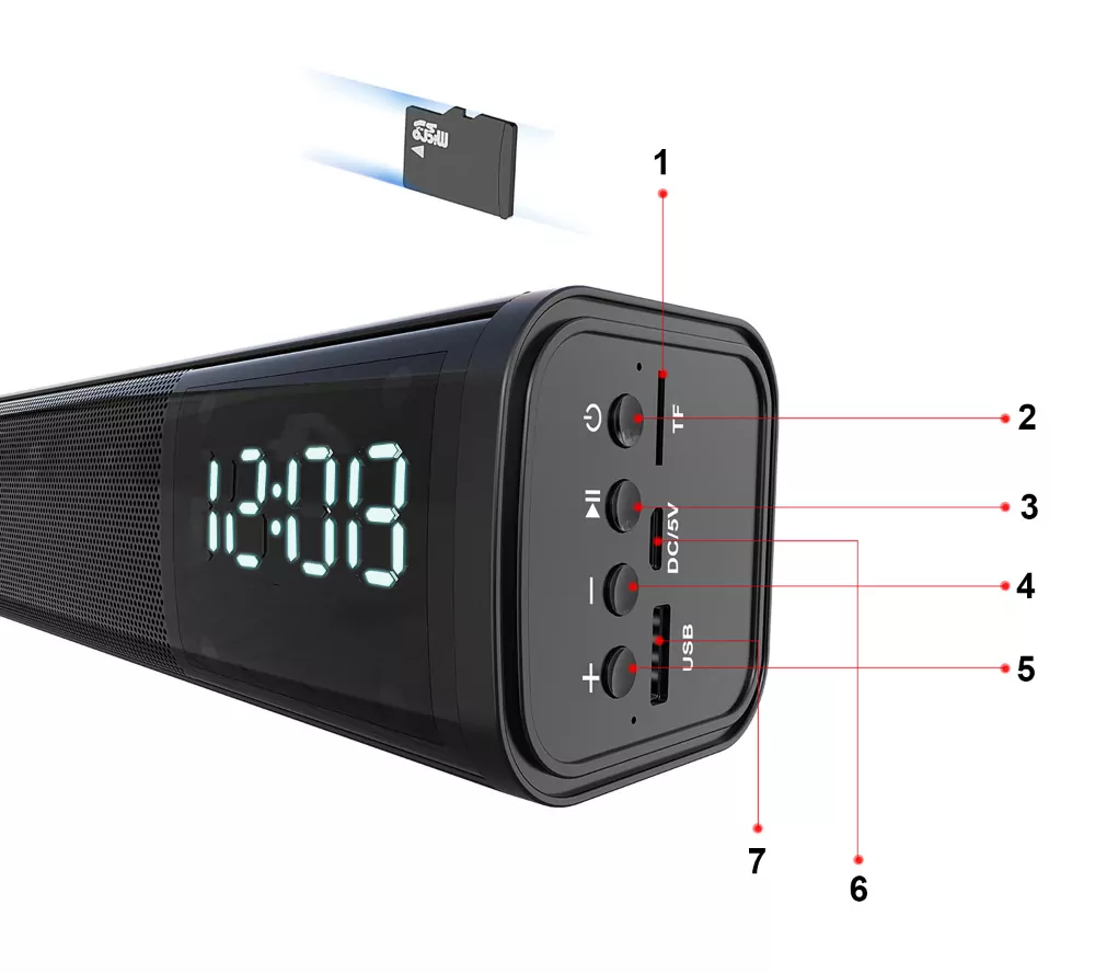 Głośnik Bluetooth Przenośny Adler AD 1191 z budzikiem