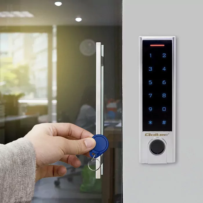 Dotykowy zamek szyfrowy z czytnikiem linii papilarnych RFID Qoltec Proteus kod karta brelok dzwonek