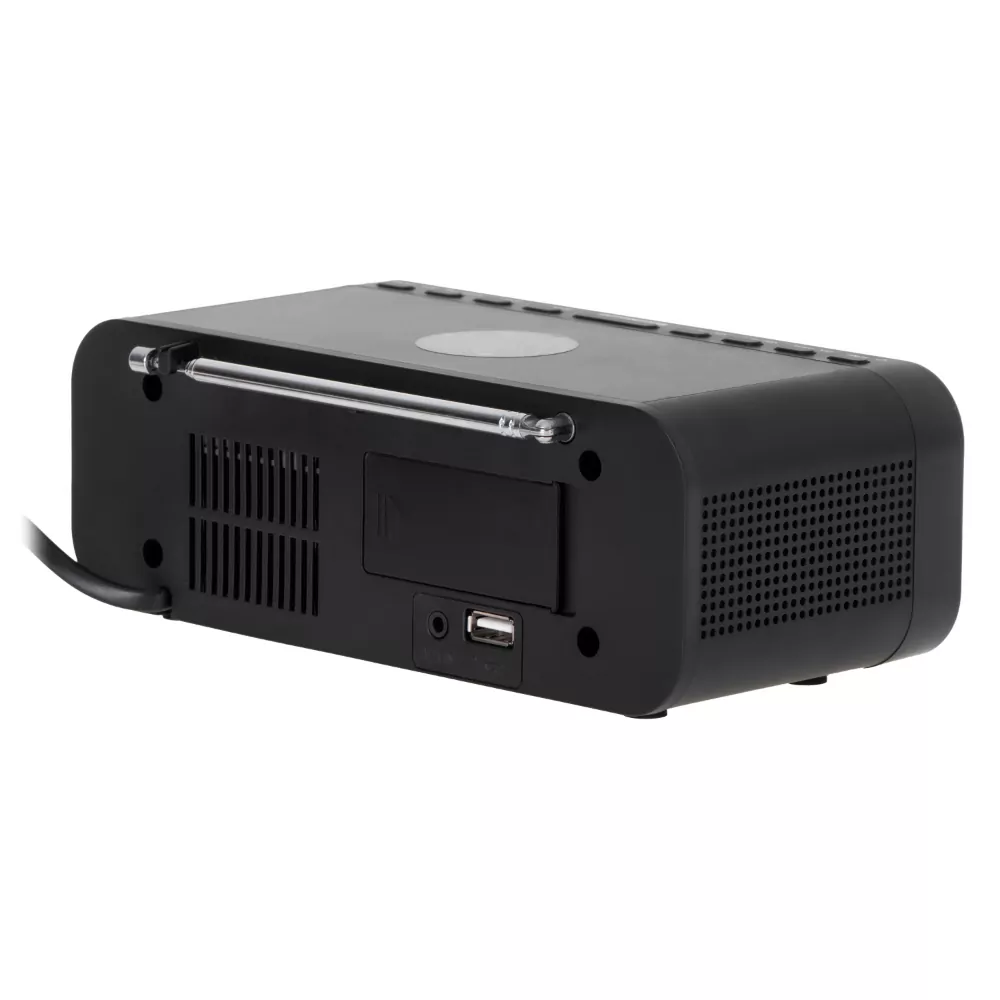 Radiobudzik Adler AD 1192B czarny Bluetooth 5.0 ładowarka bezprzewodowa 5W LED
