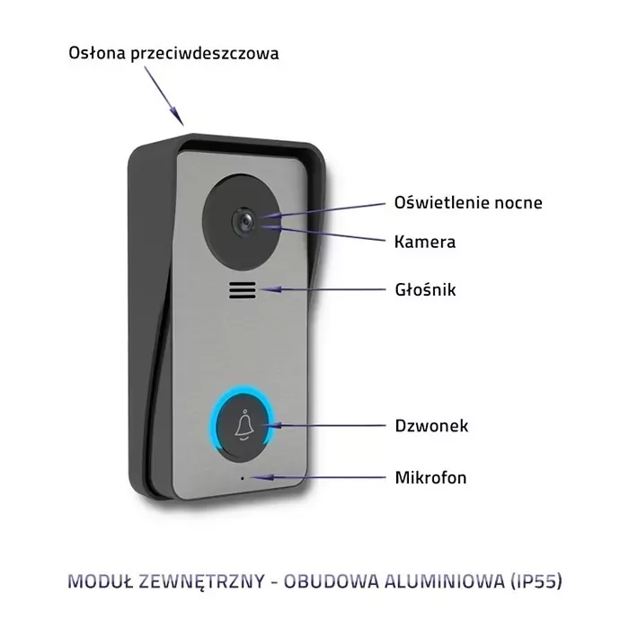 Wideodomofon Qoltec Theon 4 TFT LCD biały 4.3" 