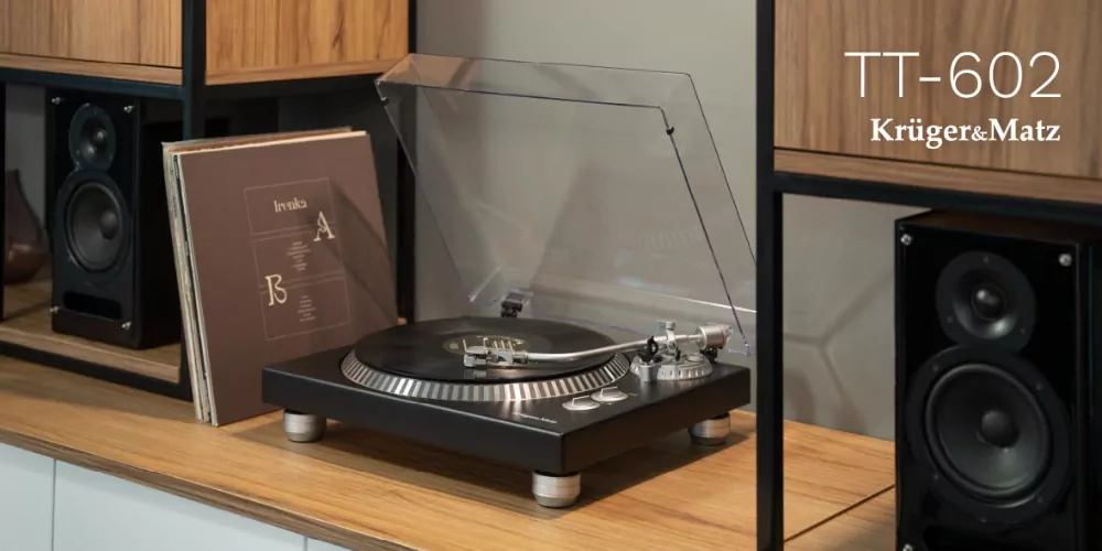 Gramofon Kruger&Matz TT-602 srebrny USB digitalizacja RCA przedwzmacniacz
