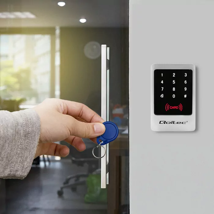 Zamek szyfrowy z czytnikiem RFID Qoltec MIMAS brelok dzwonek kod karta