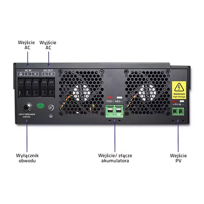 Inwerter solarny hybrydowy Off-Grid 5,5kW 100A 48V MPPT Sinus Qoltec