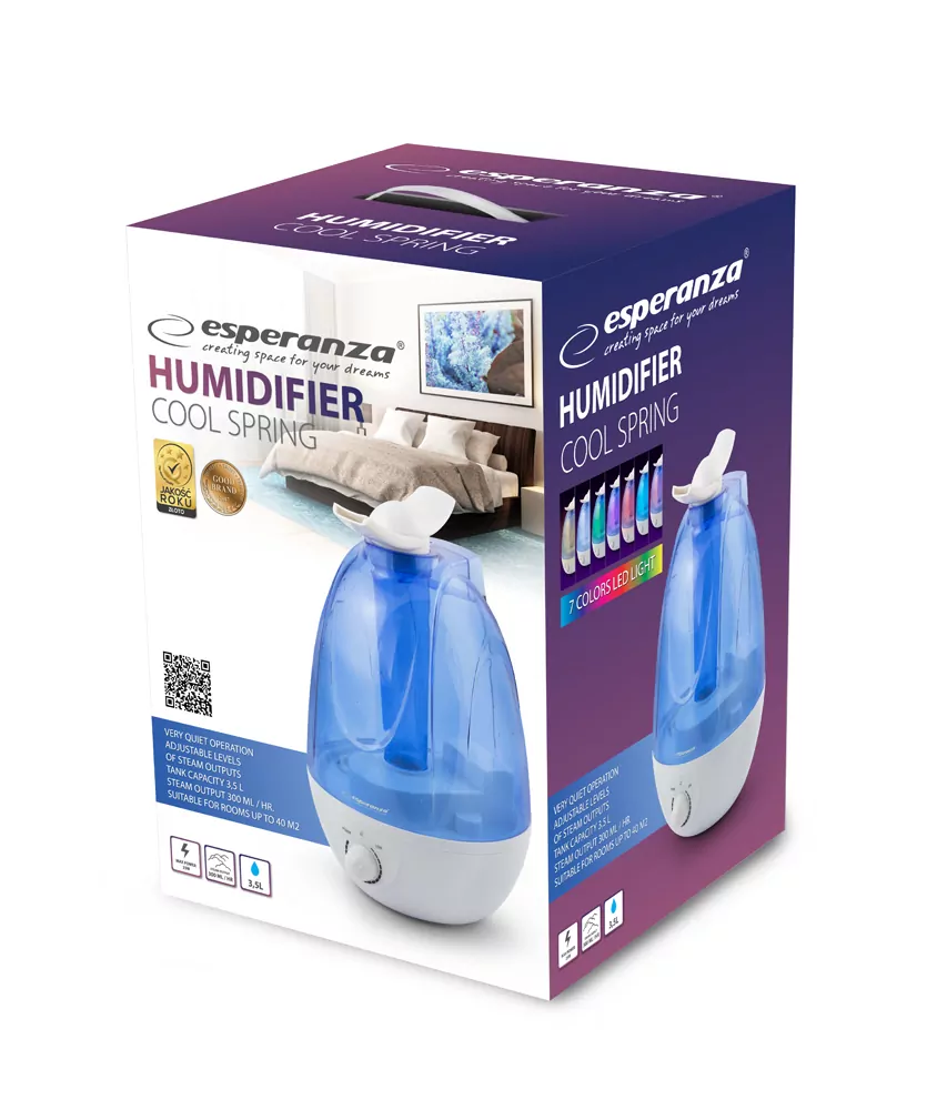 Nawilżacz powietrza Esperanza COOL SPRING ultradźwiękowy podświetlany 3,5L LED
