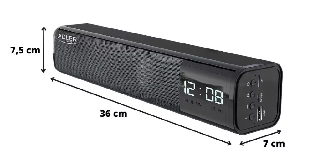 Głośnik Bluetooth Przenośny Adler AD 1191 z budzikiem
