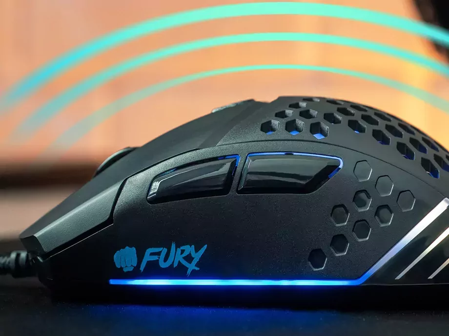 Podświetlana gamingowa mysz FURY BATTLER 6400DPI lekka + mata