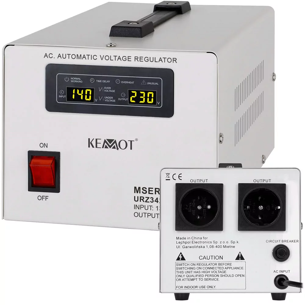 Stabilizator napięcia automatyczny MSER-500 500VA serwomotor KEMOT 