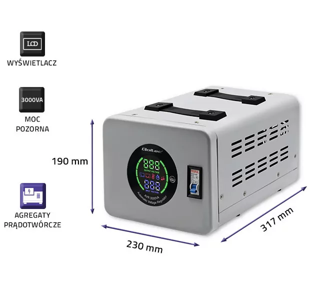 Automatyczny stabilizator napięcia Qoltec AVR 3000VA 2400W Qoltec