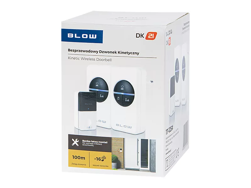 Bezprzewodowy dzwonek do drzwi Blow KINETIC DK-21 biały