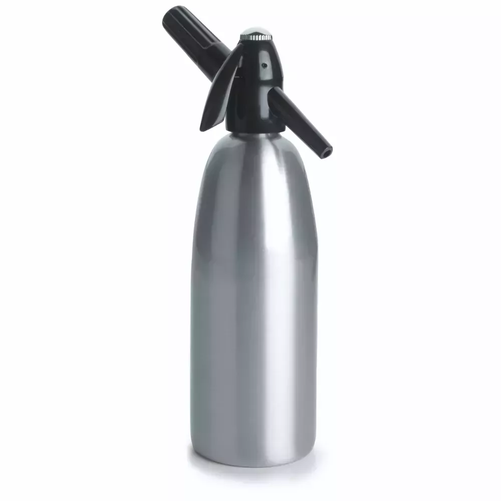 Syfon do wody saturator srebrny 1L QUICK SODA + 25 naboi + 5 kostek lodu