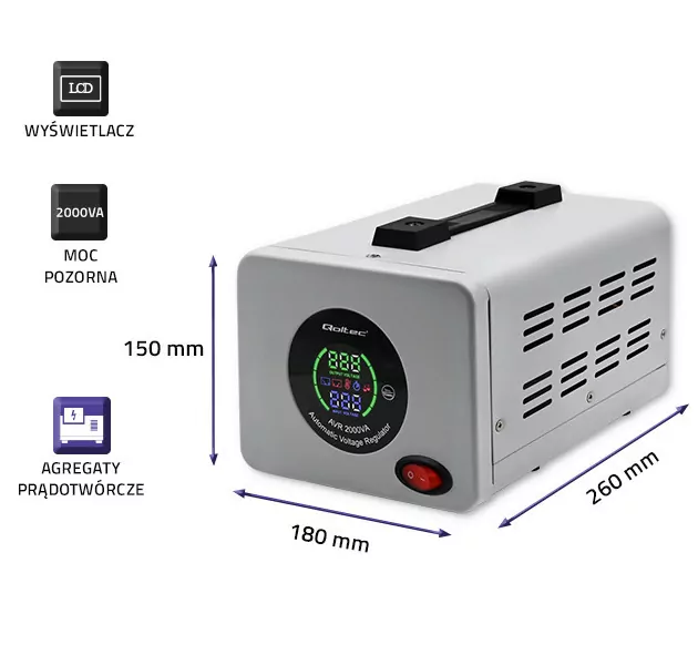 Stabilizator napięcia Qoltec automatyczny AVR 2000VA 1600W