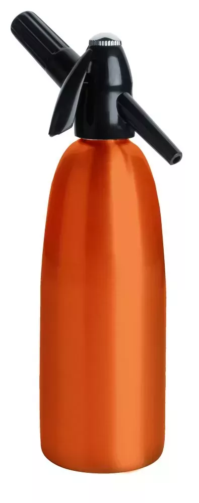 Saturator syfon do wody pomarańczowy QUICK SODA 1L + 10 naboi + 5 kostek lodu