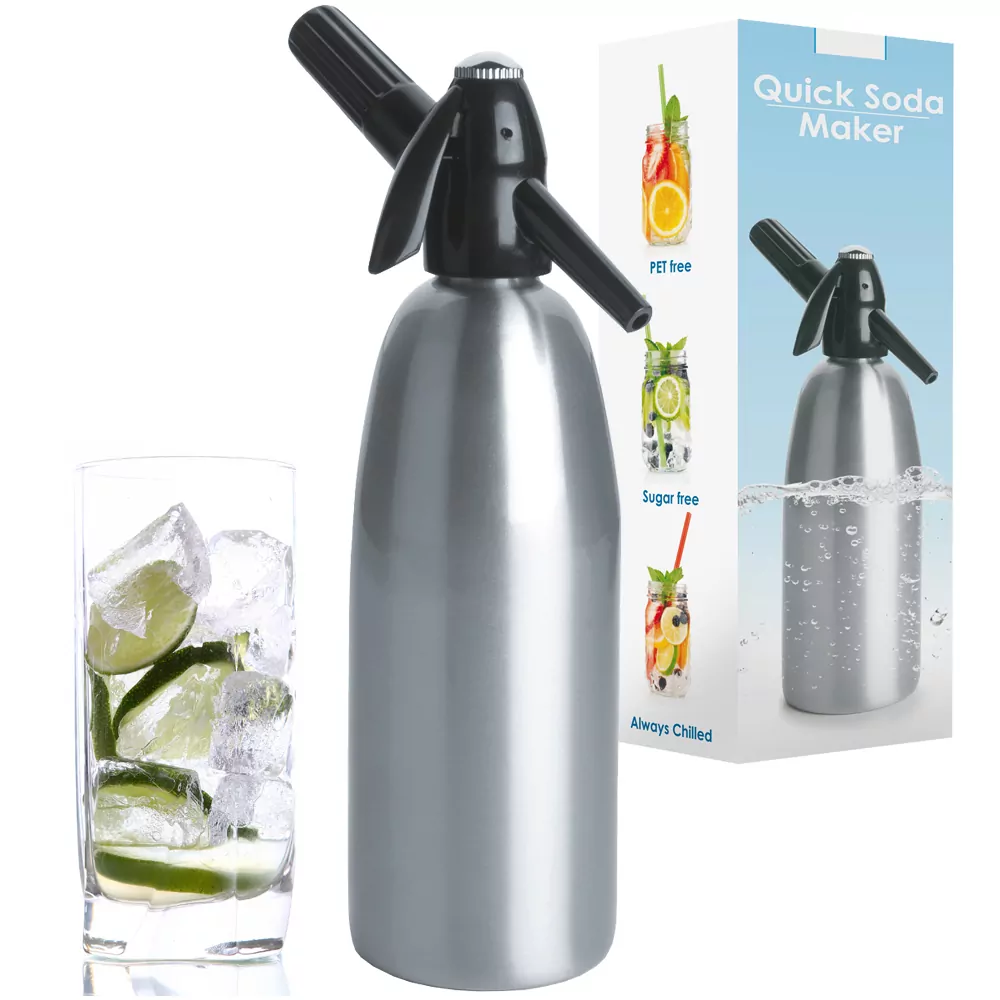 Saturator  do wody syfon srebrny QUICK SODA SA-01A 1L
