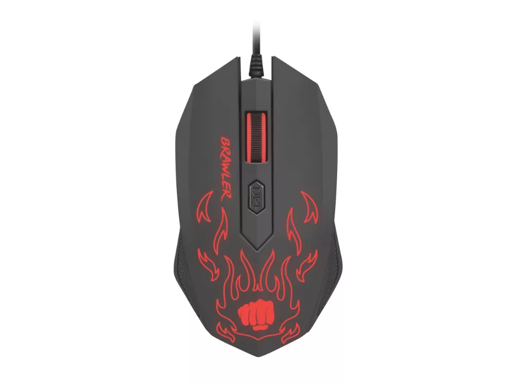 Podświetlana mysz gamingowa FURY BRAWLER + mata + słuchawki z mikrofonem