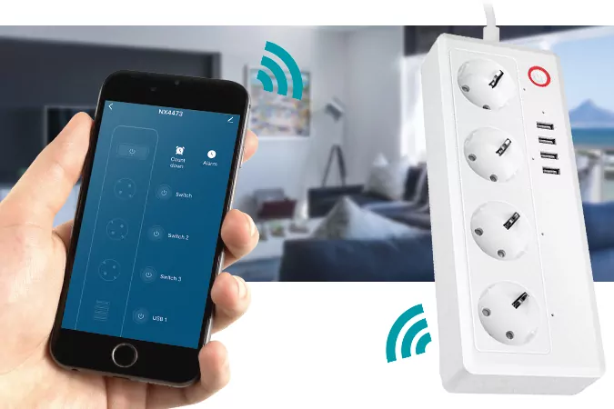 Przedłużacz Smart Home listwa LTC sterowana zdalnie 1.8m WiFi 4x SCHUKO 16A + 4x USB 3.1A biała